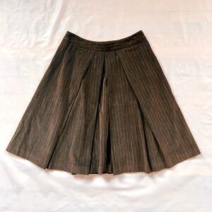 Sportmax corduroy Brown black pleated Stripes cotton A-line Skirt US 4